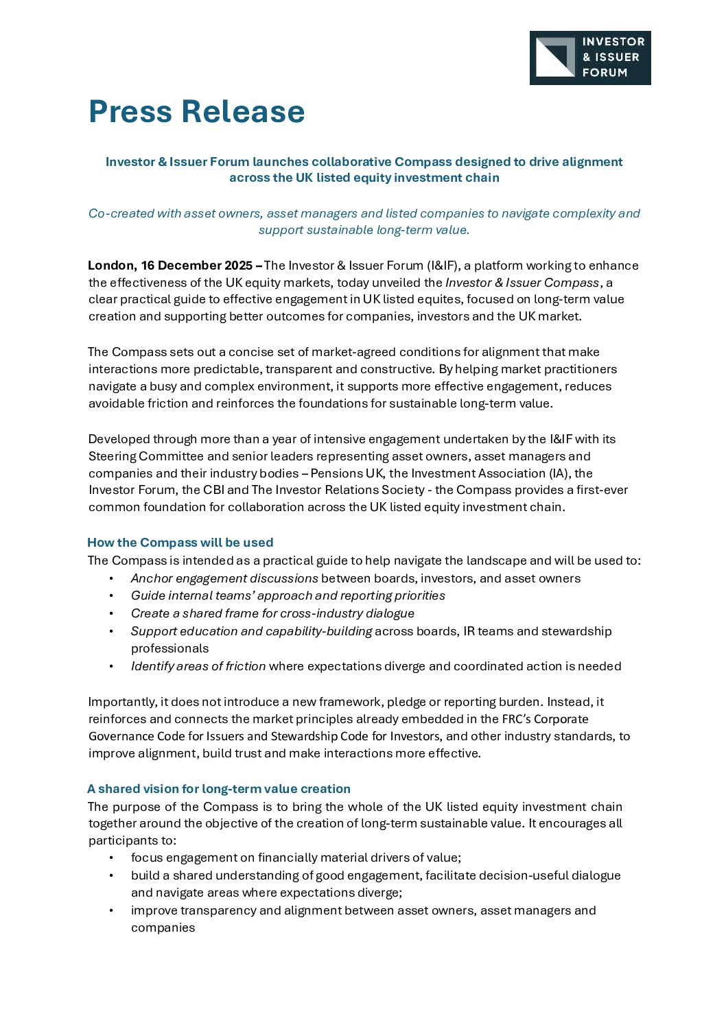 Investor & Issuer Forum Compass