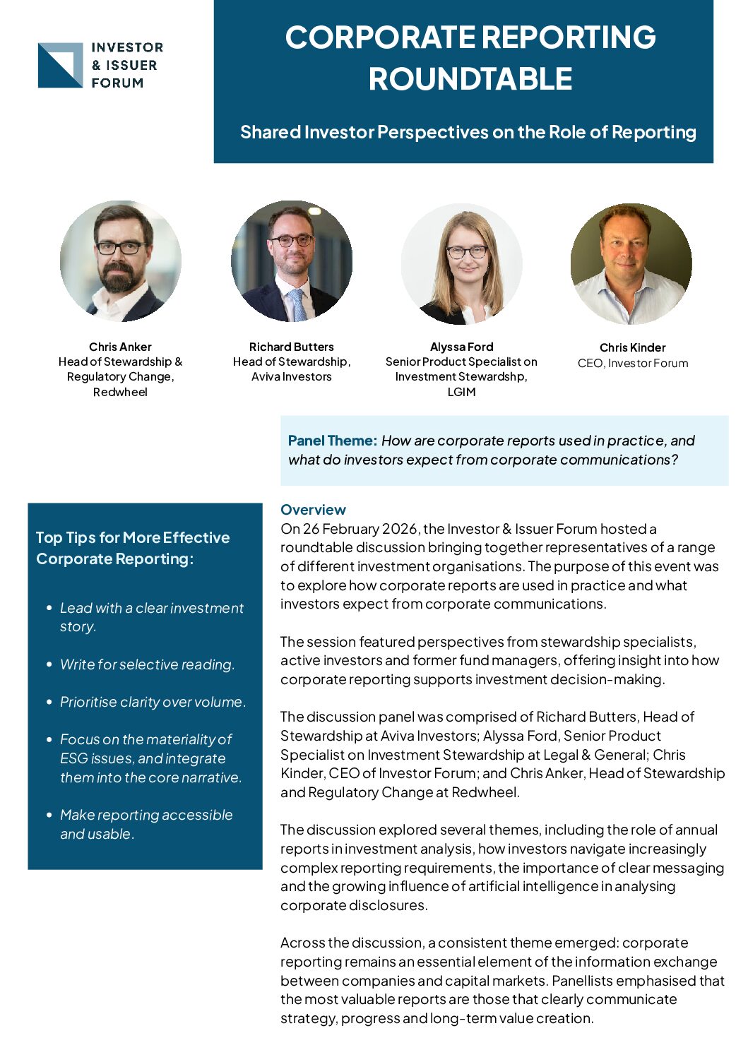 Corporate Reporting Roundtable
