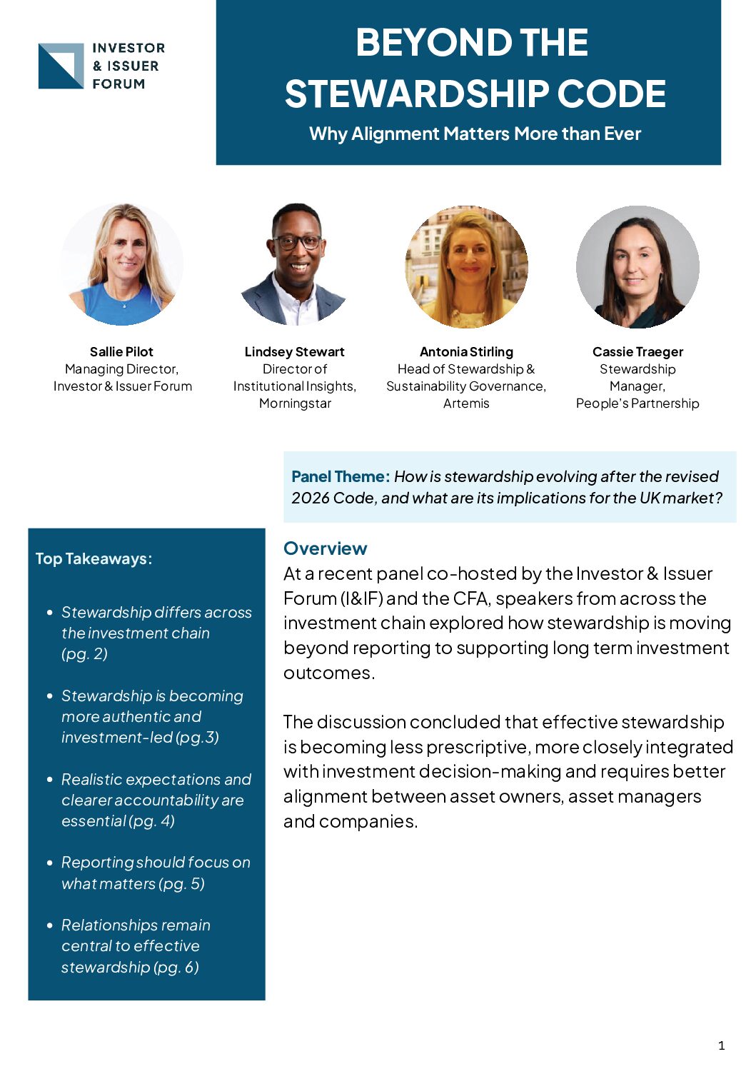 Stewardship Beyond The Revised Code: Panel Summary
